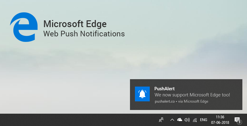 PushAlert Update: Microsoft Edge Web Push Notifications
