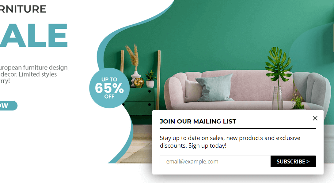 An unintrusive popup template to collect email subscribers.