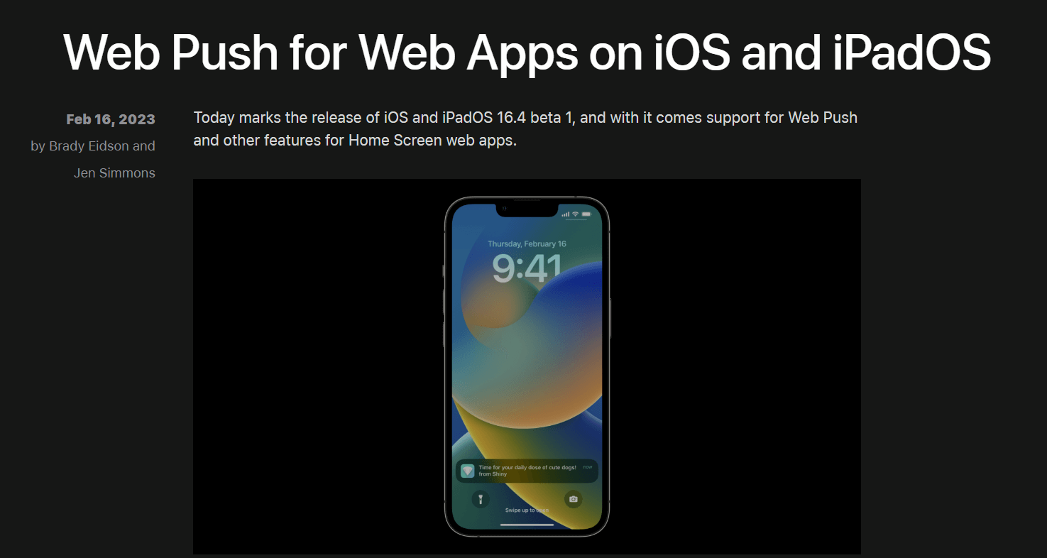 ios 16 safari push notifications