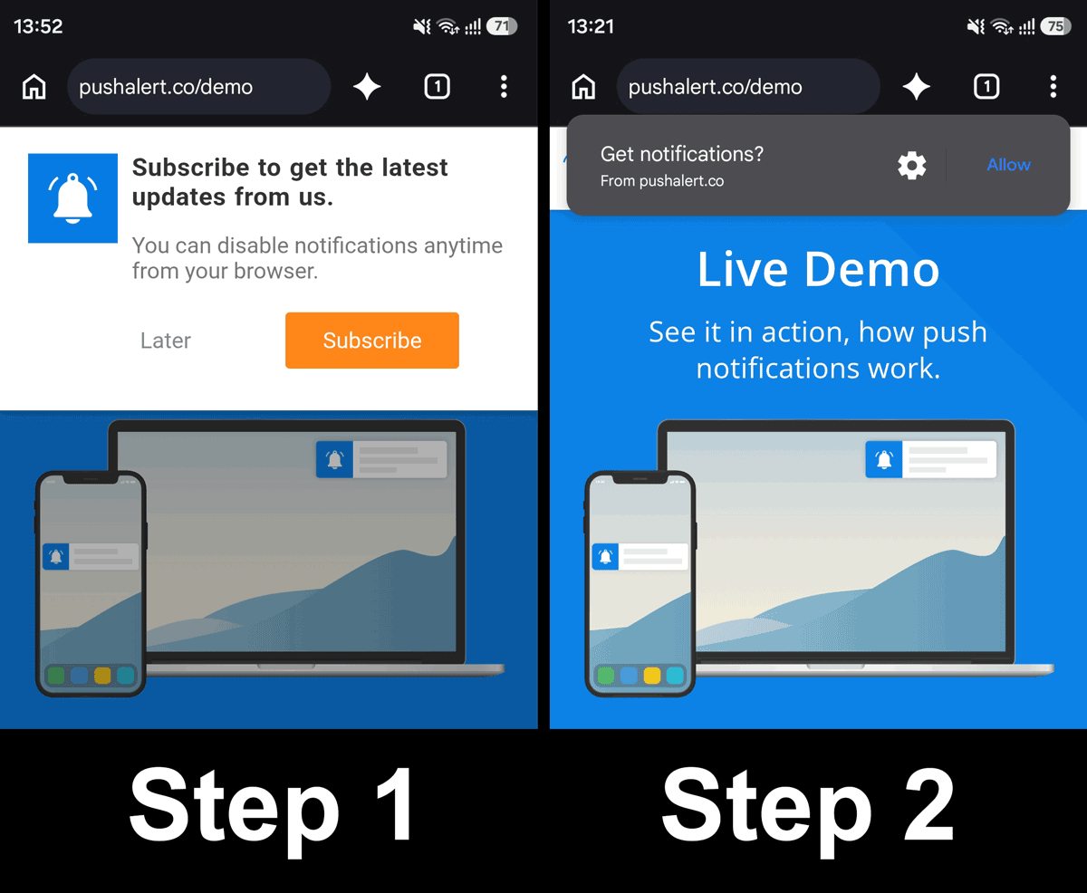 Two-step Web Push Permission Opt-in