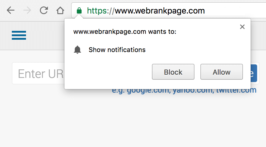 Opt-in popup on Chrome