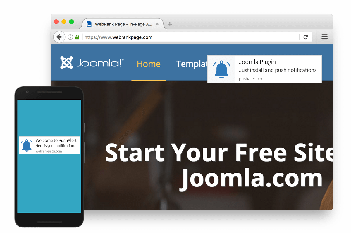 PushAlert plugin for Joomla